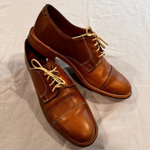Allen Edmonds 9.5-D Oak Street Tan Cap Toe Oxford Chromexcel Leather - Picture 5 of 6